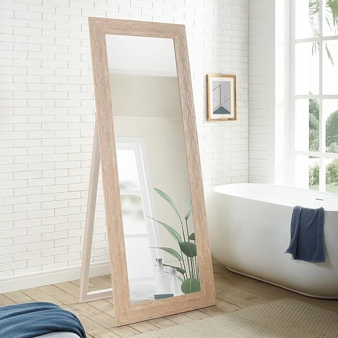 Full Body Mirror with Stand Wooden Framed Floor Length Mirror Stand Up Mirror Full Length Mirror ... | Amazon (US)