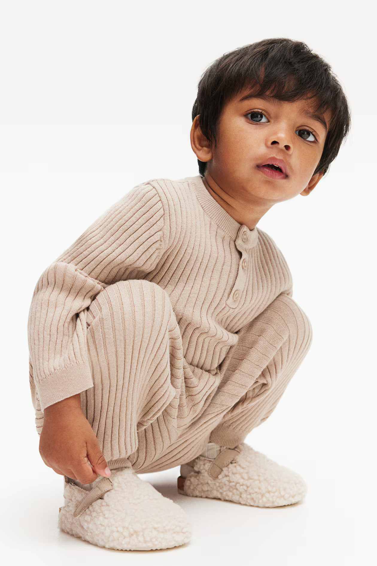 2-piece Rib-Knit Cotton Set - Taupe - Kids | H&M US | H&M (US + CA)