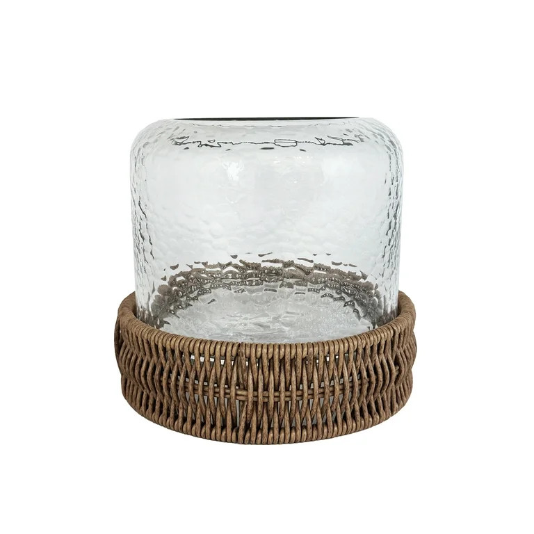 Better Homes & Gardens 7" Clear Hammered Woven Hurricane Candle Holder | Walmart (US)