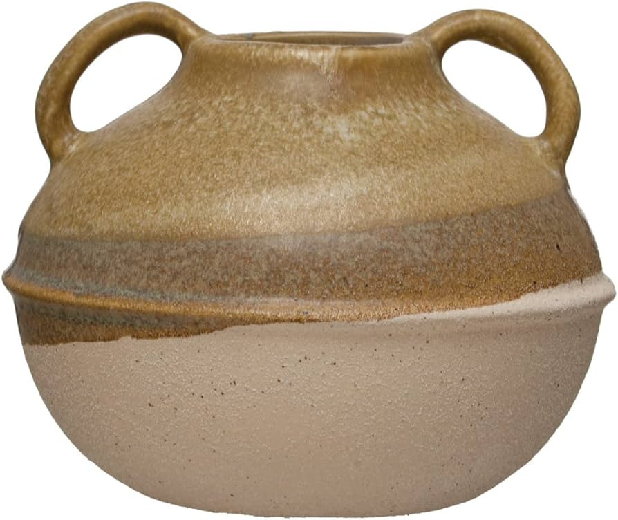 Bloomingville Stoneware Tri-Tone Handles, Tan Reactive Glaze Vase | Amazon (US)