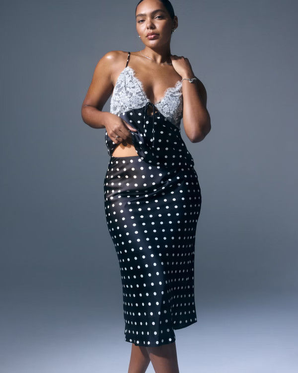 Women's High Rise Satin Midi Skirt | Women's Party Collection | Abercrombie.com | Abercrombie & Fitch (US)