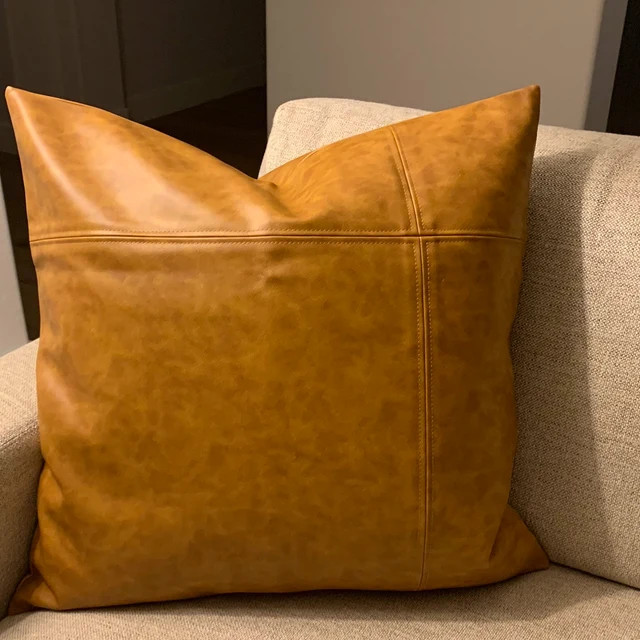 Old Look Arizona Soft Brown/dark Brown/saddle Tan/black Faux Leather Lumbar Pillow Cover-4 Piece ... | Etsy (US)