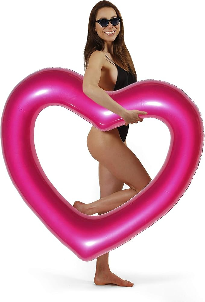 The Original Heart Shaped Pool Float by LOTELI - Metallic Dark Pink - Thicker and Stronger - Best... | Amazon (US)