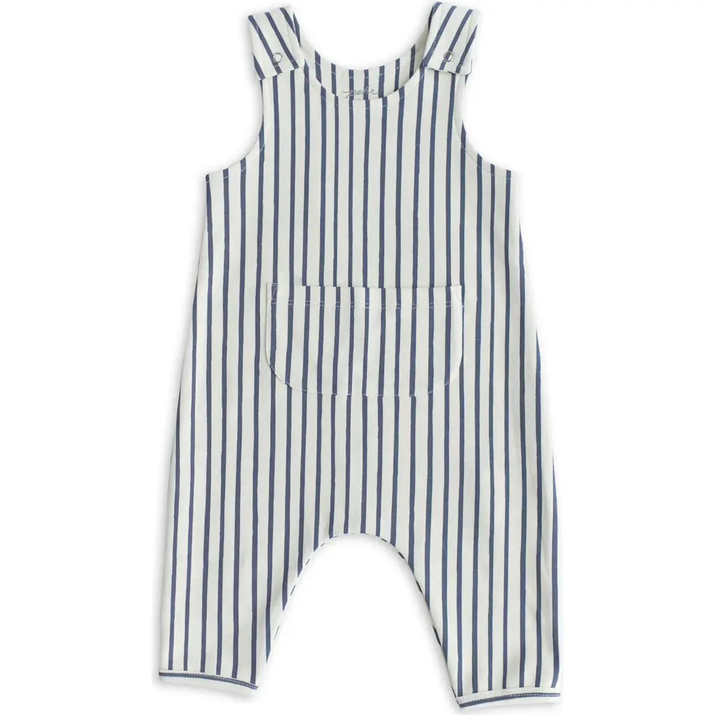 Pehr Stripes Away Organic Cotton Overalls in Stripes Away Ink Blue at Nordstrom, Size 12-18 M | Nordstrom