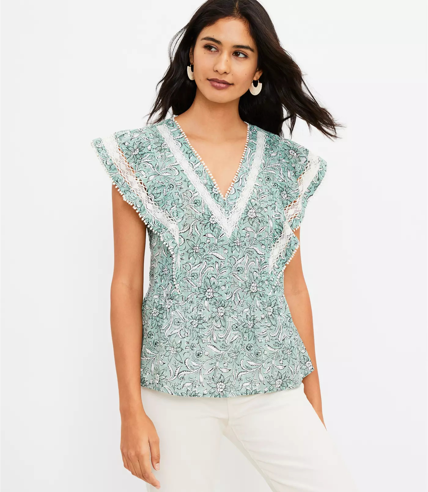 Spring Bloom Lacy Ruffle Peplum Top | LOFT | LOFT