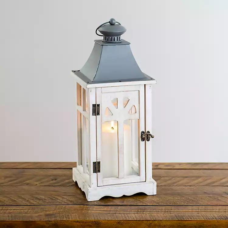 White Wash Wooden Lantern, 16 in. | Kirkland's Home