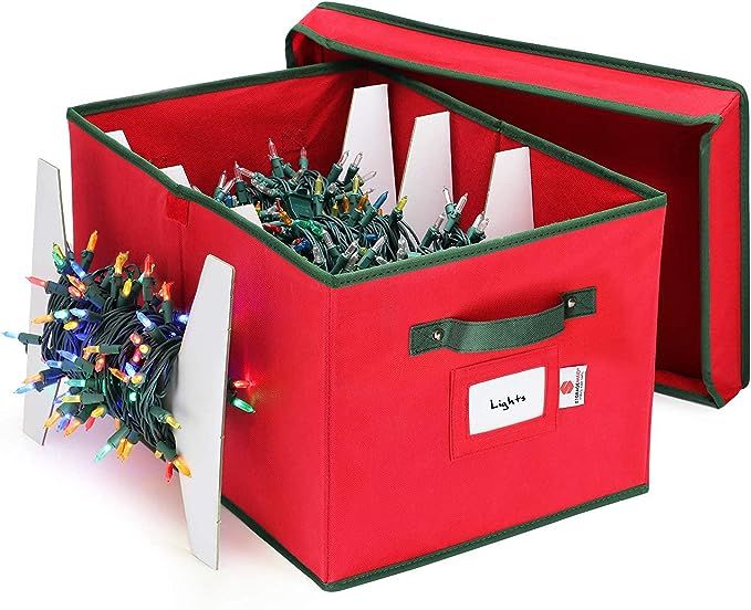 StorageMaid Storage Festive Sturdy Xmas Lights Organizer Container for Stacking Christmas Decorat... | Amazon (US)