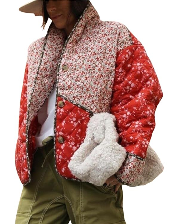 Women's Cropped Puffer Thickened Coat Winter Long Sleeve Zip Puff Quilted Winter Jacket with Warm... | Amazon (US)