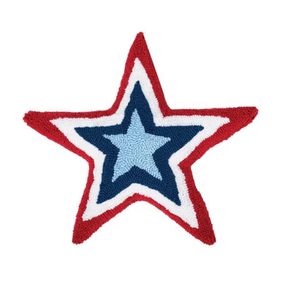 C&F Home Patriotic Red White & Blue Star Shaped Hooked Accent Throw Pillow, 18" x 18" | Target