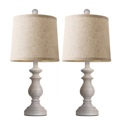 Itopfox Traditional Table Lamp Set of 2, Rustic Farmhouse Lamps for Living Room & Bedroom, Vintage Nightstand Lamps with Linen Shades, Antique Grey | Target