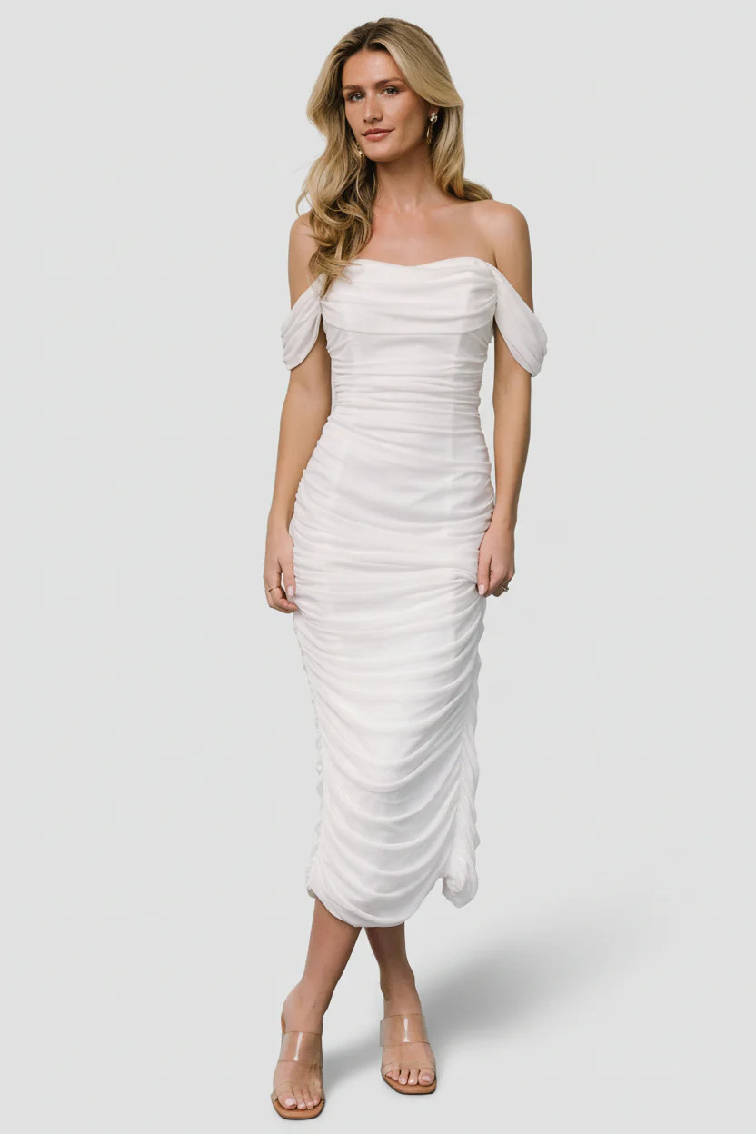 Alessandra Mesh Midi Dress | Off White | Baltic Born