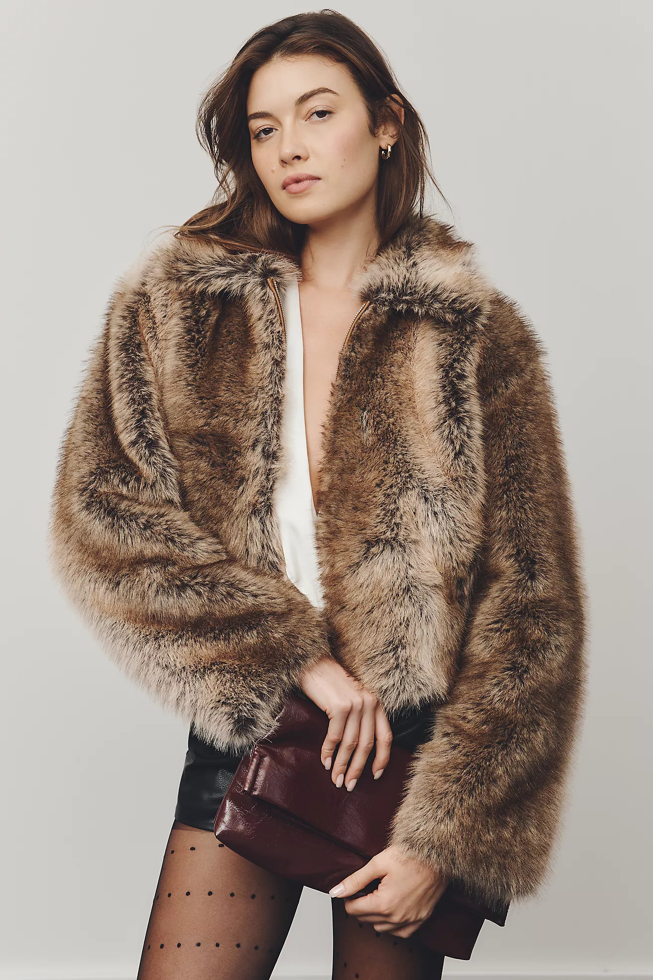 Maeve Cropped Faux-Fur Coat | Anthropologie (US)