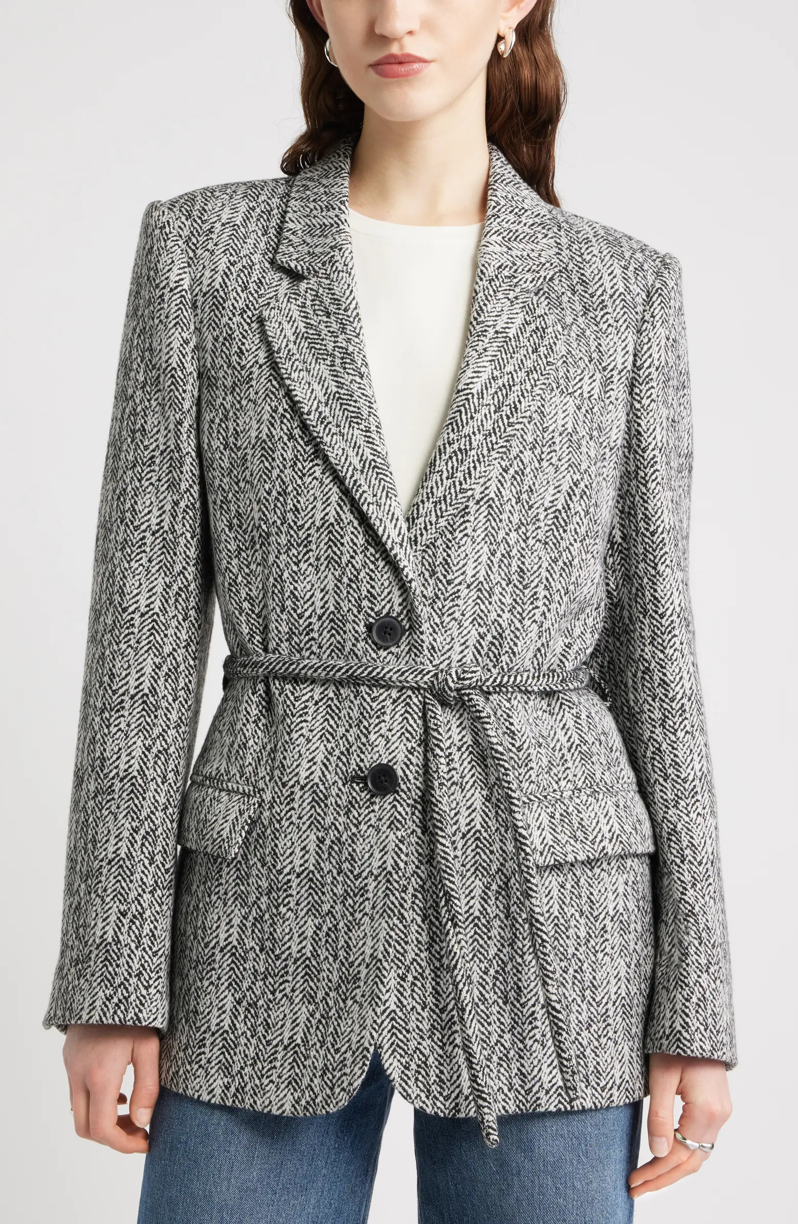 The Liv Belted Textured Boyfriend Blazer | Nordstrom