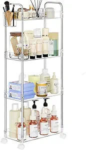 SPACEKEEPER Acrylic Rolling Storage Cart 4 Tier Clear Bathroom Cart Organizer, Transparency Rolli... | Amazon (US)