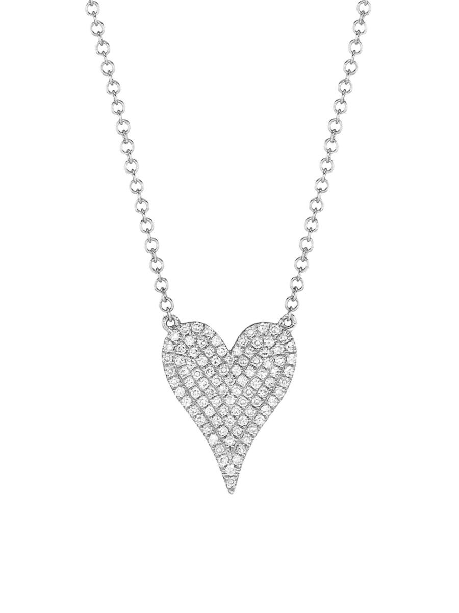 Saks Fifth Avenue Collection 14K White Gold & 0.21 TCW Diamond Heart Pendant Necklace | Saks Fifth Avenue