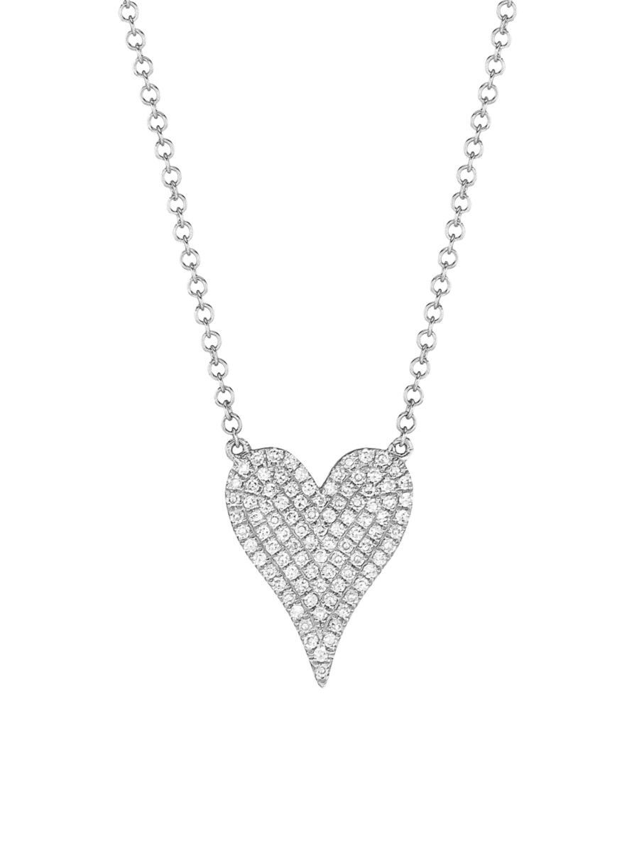 Saks Fifth Avenue Collection 14K White Gold & 0.21 TCW Diamond Heart Pendant Necklace | Saks Fifth Avenue