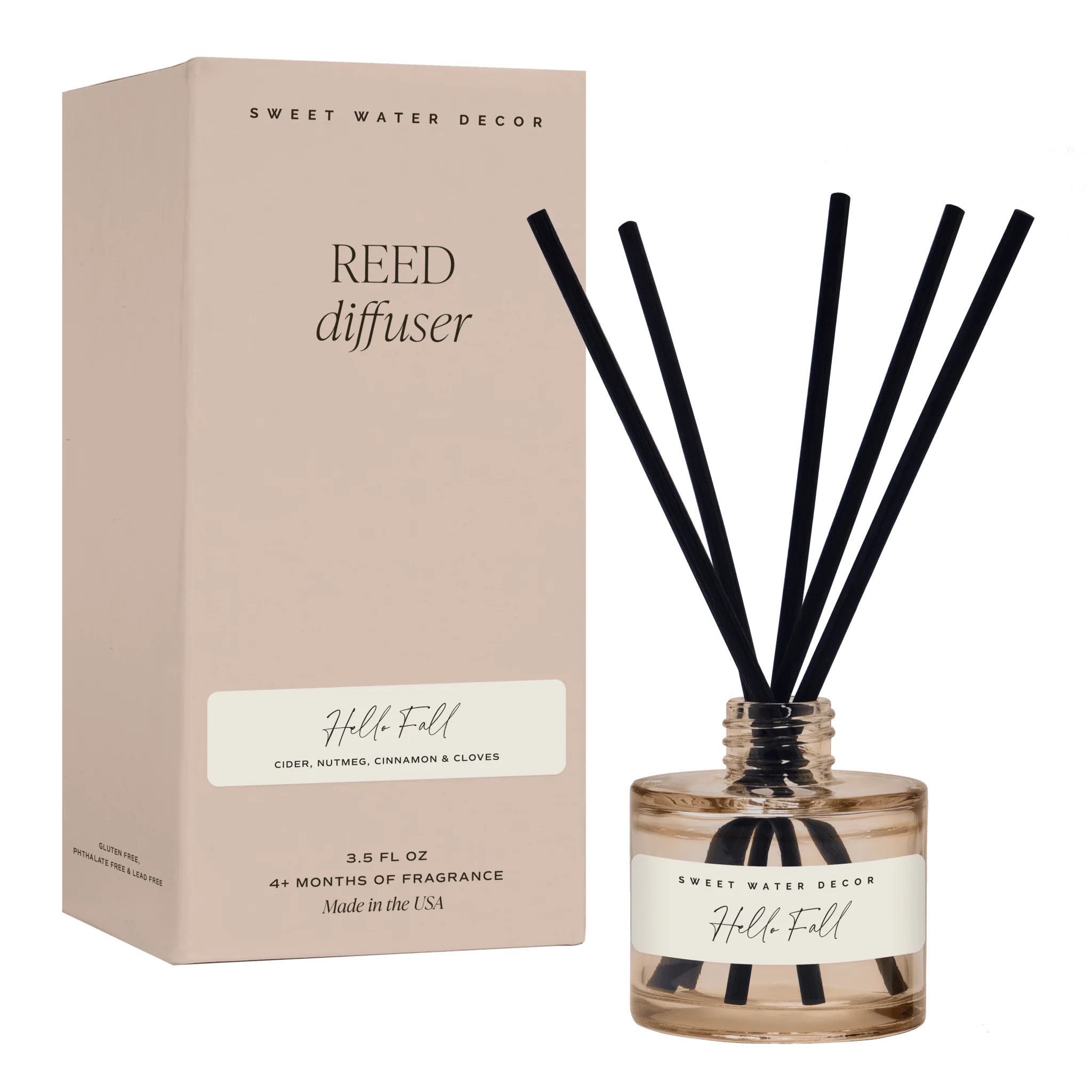 Hello Fall Tinted Glass Jar Reed Diffuser | Sweet Water Decor, LLC