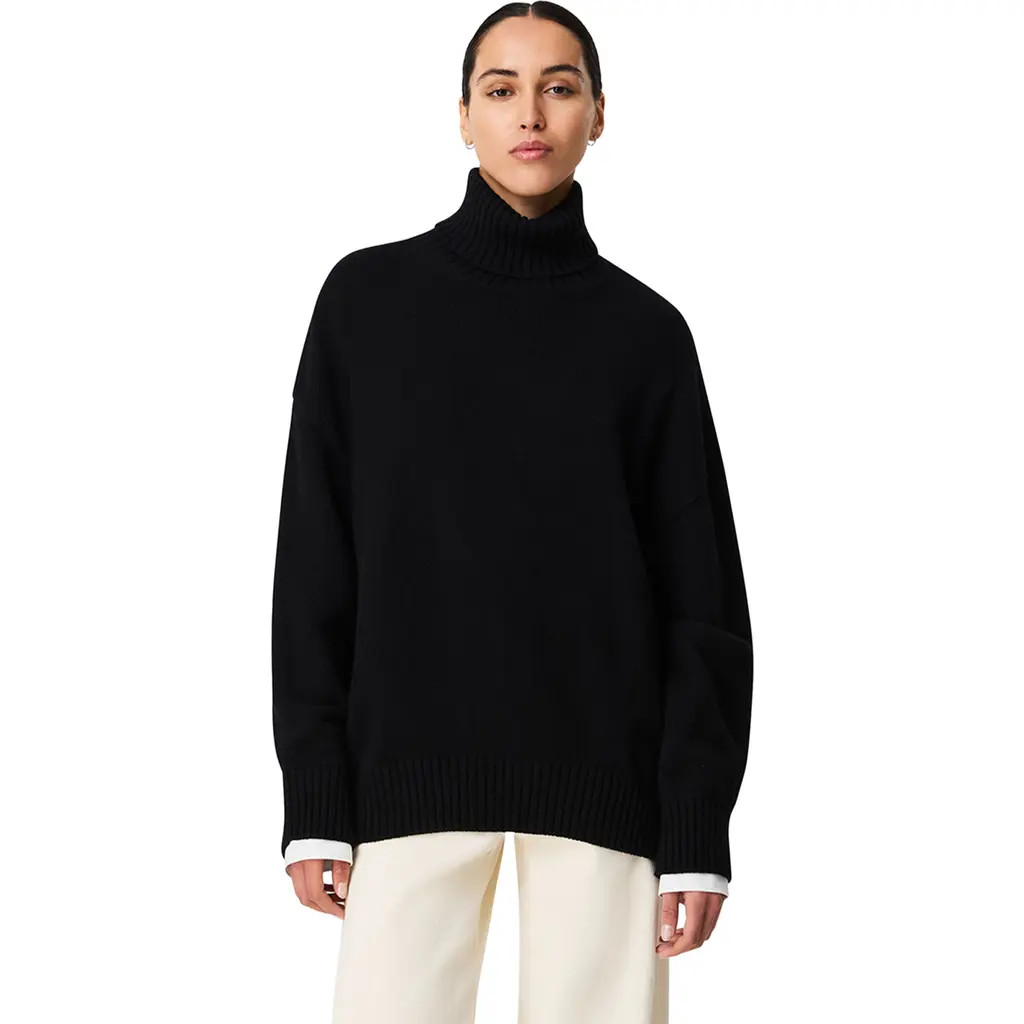 Another Tomorrow Oversized Luxe Turtleneck in Black at Nordstrom, Size Small It | Nordstrom