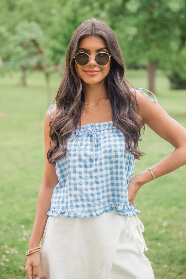 Feels Like Summer Blue Gingham Tank | Pink Lily