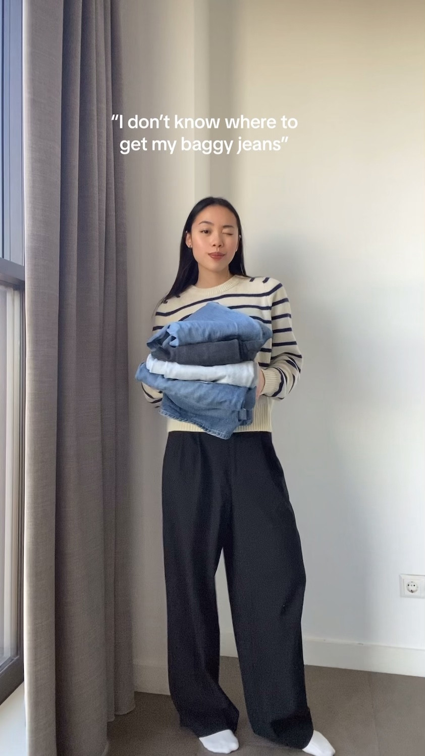 My baggy jeans recommendation: pull & bear low waist black straight jeans, Weekday ample low loose jeans and H&M wide high jeans

#LTKeurope #LTKfindsunder100 #LTKfindsunder50