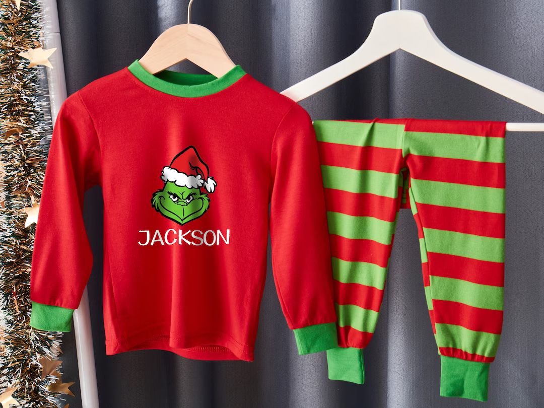 Grinch Christmas Matching Family Pyjamas Setpersonalized - Etsy | Etsy (US)