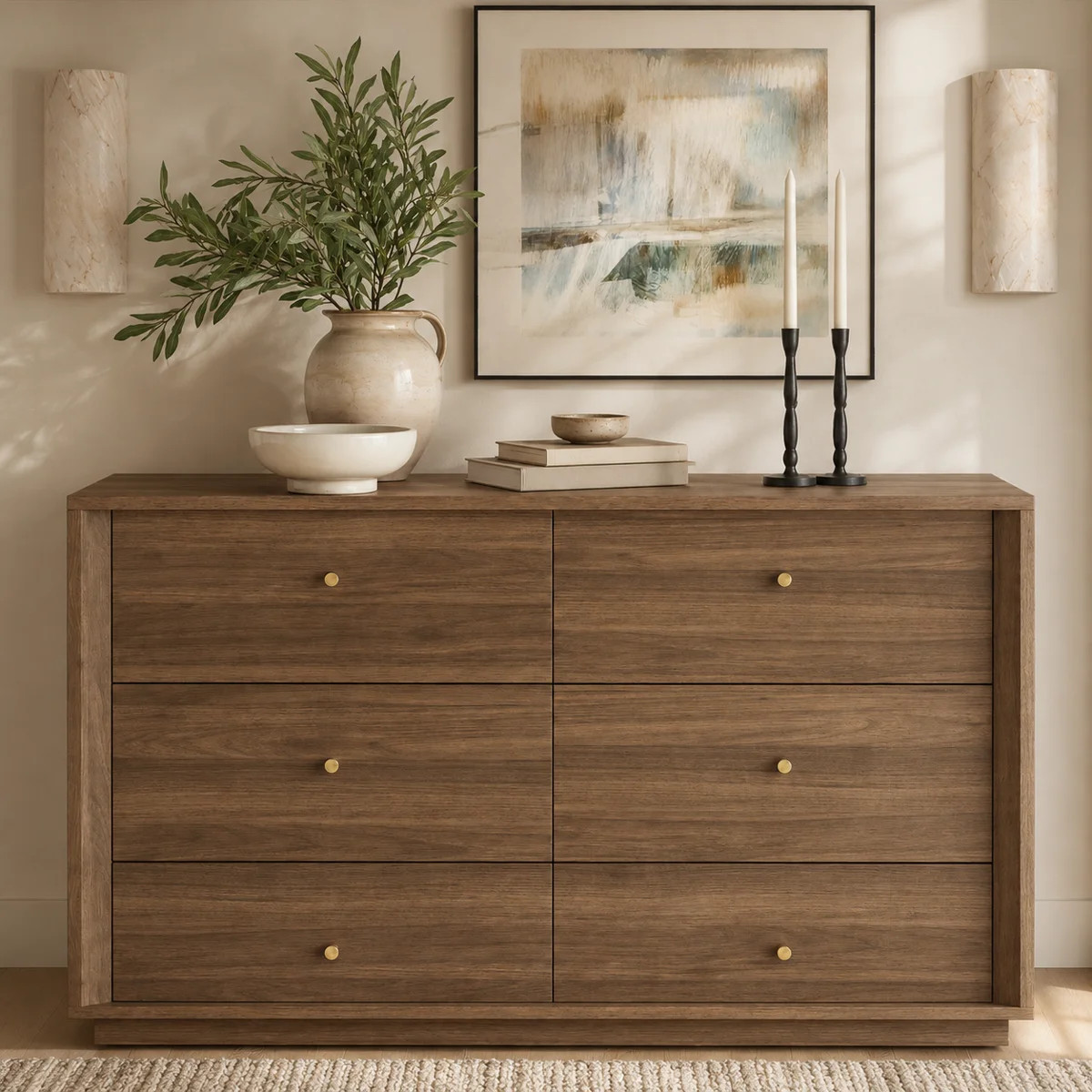 Fortunetec Mid Century Modern Dresser, 6 Drawer Dresser With Storage, 47" Wide Chest Of Drawers W... | Wayfair North America