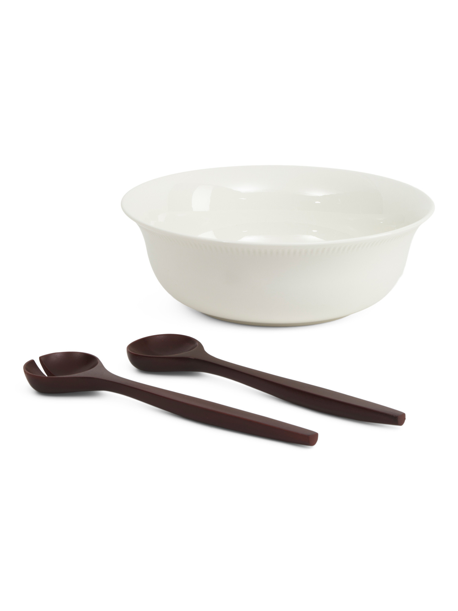 3pc Porcelain Salad Bowl With Wooden Serving Utensils | Kitchen & Dining Room | Marshalls | Marshalls