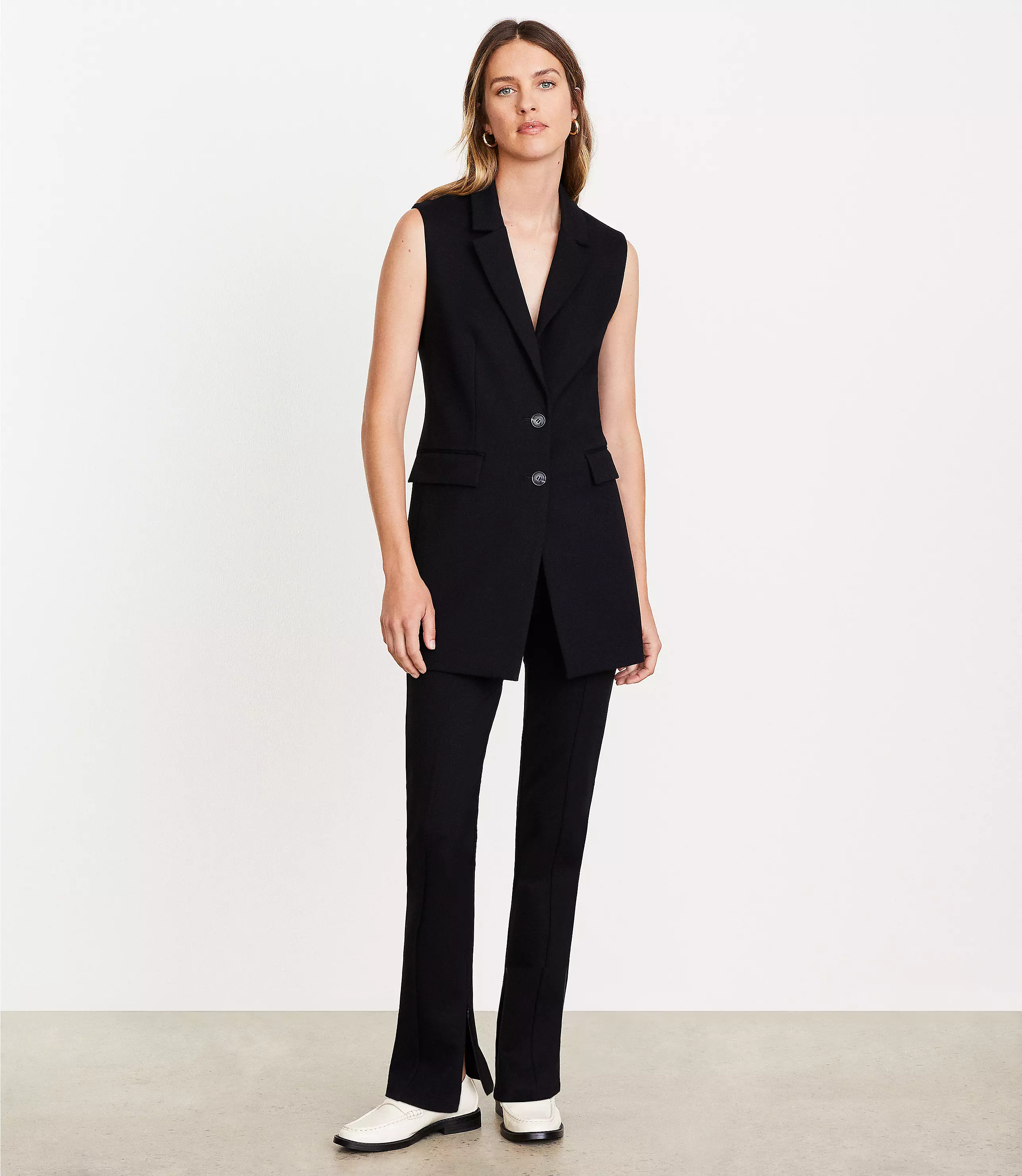 Petite LOFT Versa Ponte Deluxe Long Vest | LOFT