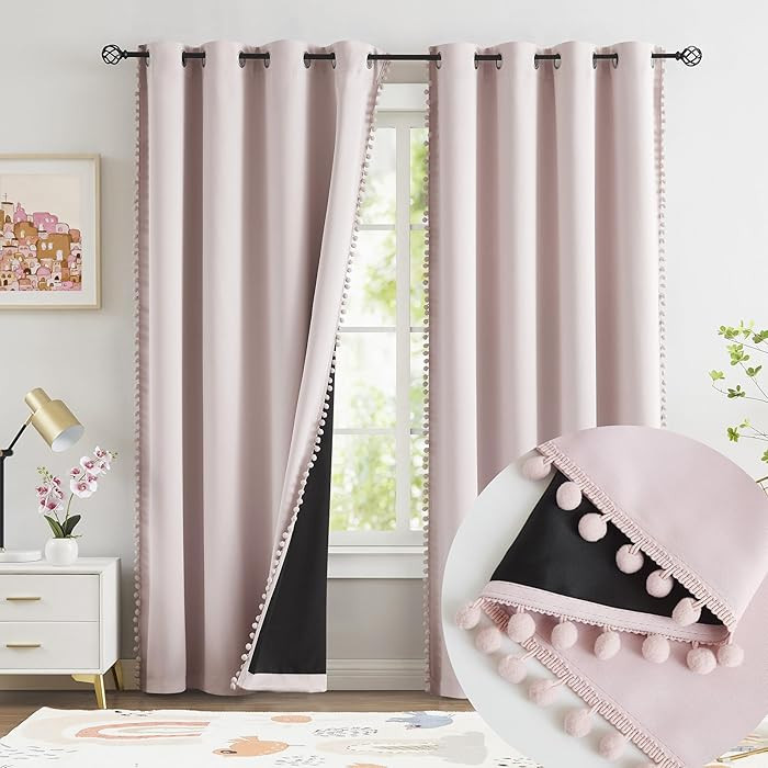 Jubilantex Blush Pink Blackout Curtains Nursery Curtains Blackout Window Treatments 95" Long Grom... | Amazon (US)