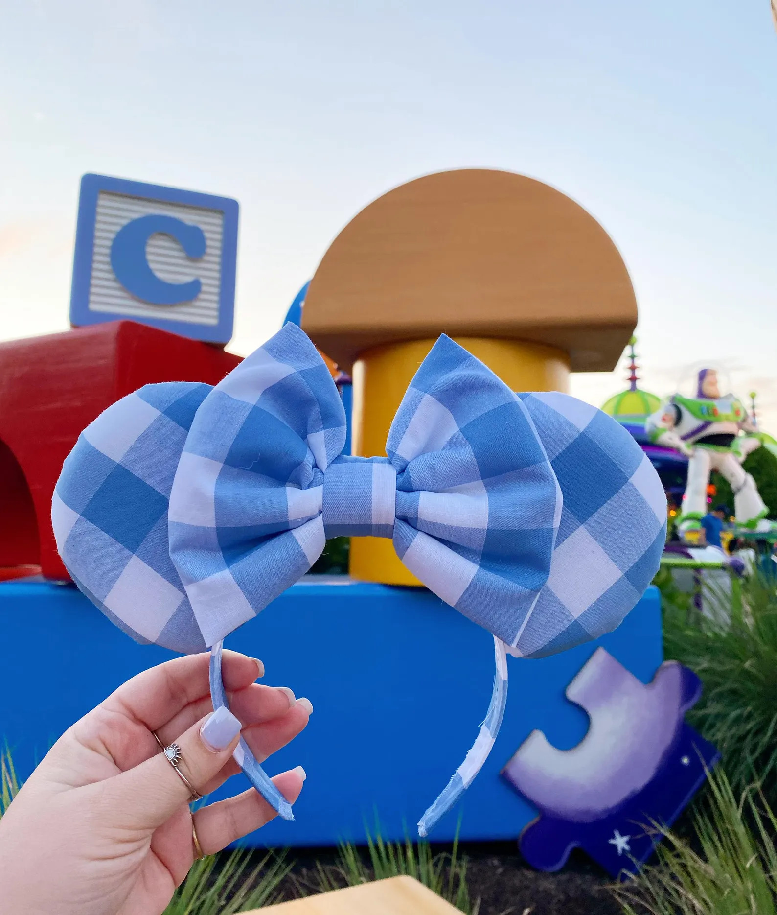 Light Blue Gingham Ears | Etsy (US)