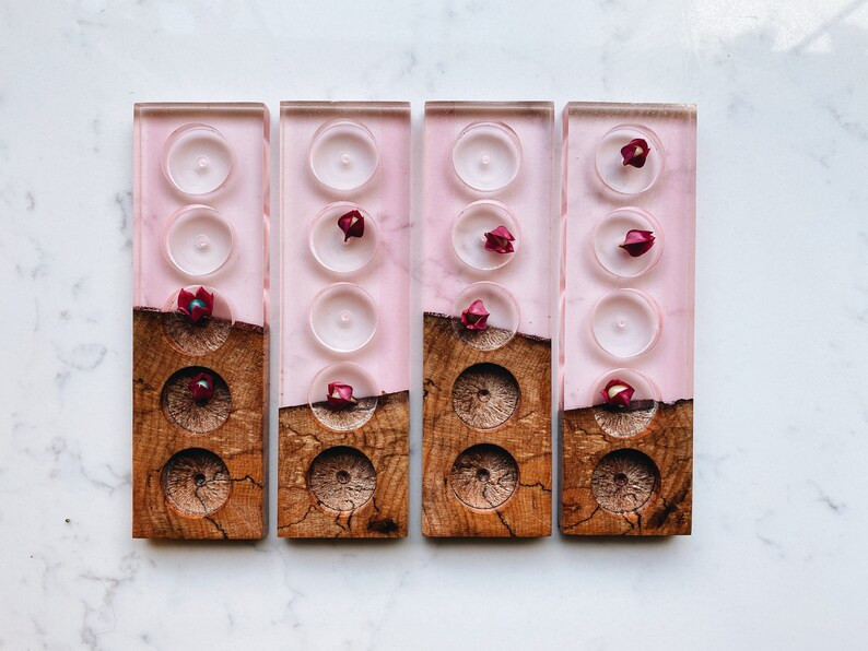 Low Profile Translucent Rose Resin & Maple Essential Oil Holder | Etsy (US)