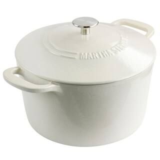 7 qt. Round Off-White Cream Enameled Cast Iron Dutch Oven with Lid | The Home Depot
