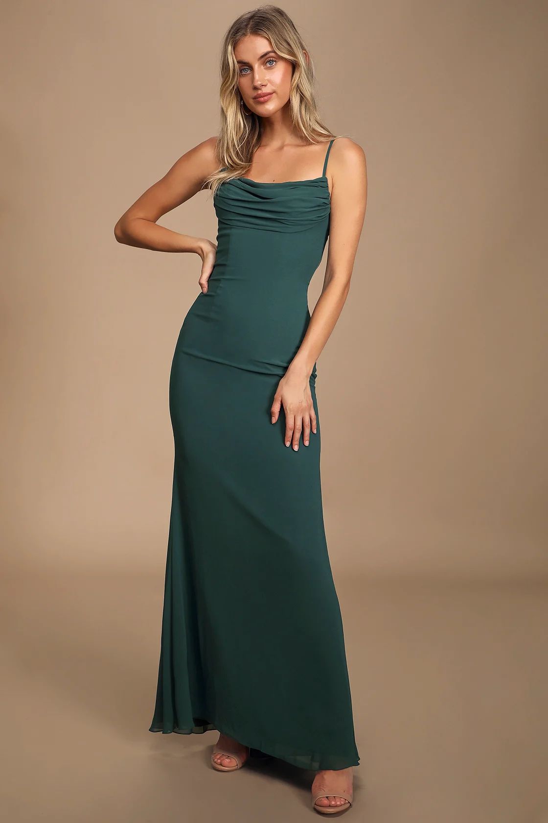 Captivated Emerald Green Cowl Neck Maxi Dress | Lulus (US)