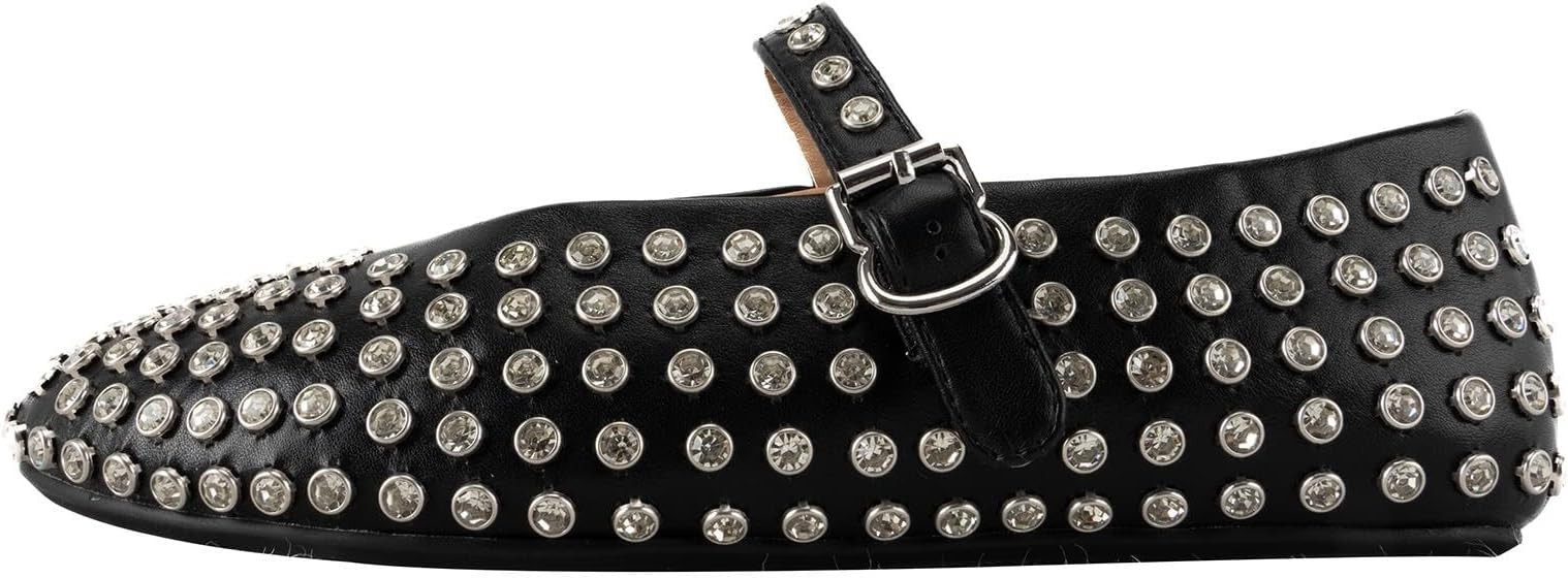 Rhinestone Flats for Women Crystal Studded Mary Jane Ballet Flats Shoes Buckle Strap Sparkly Casu... | Amazon (US)