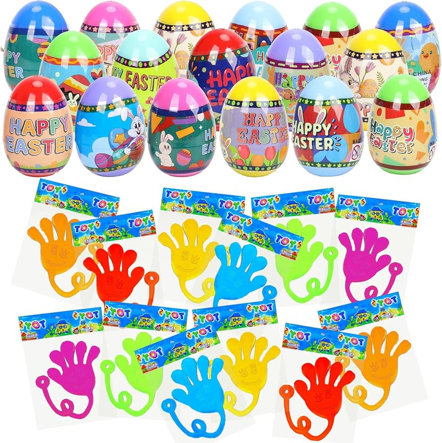 Easter Eggs Filled with Sticky Hands – 24 Pack Pre-Filled Easter Eggs for Kids, Easter Egg Hunt... | Amazon (US)