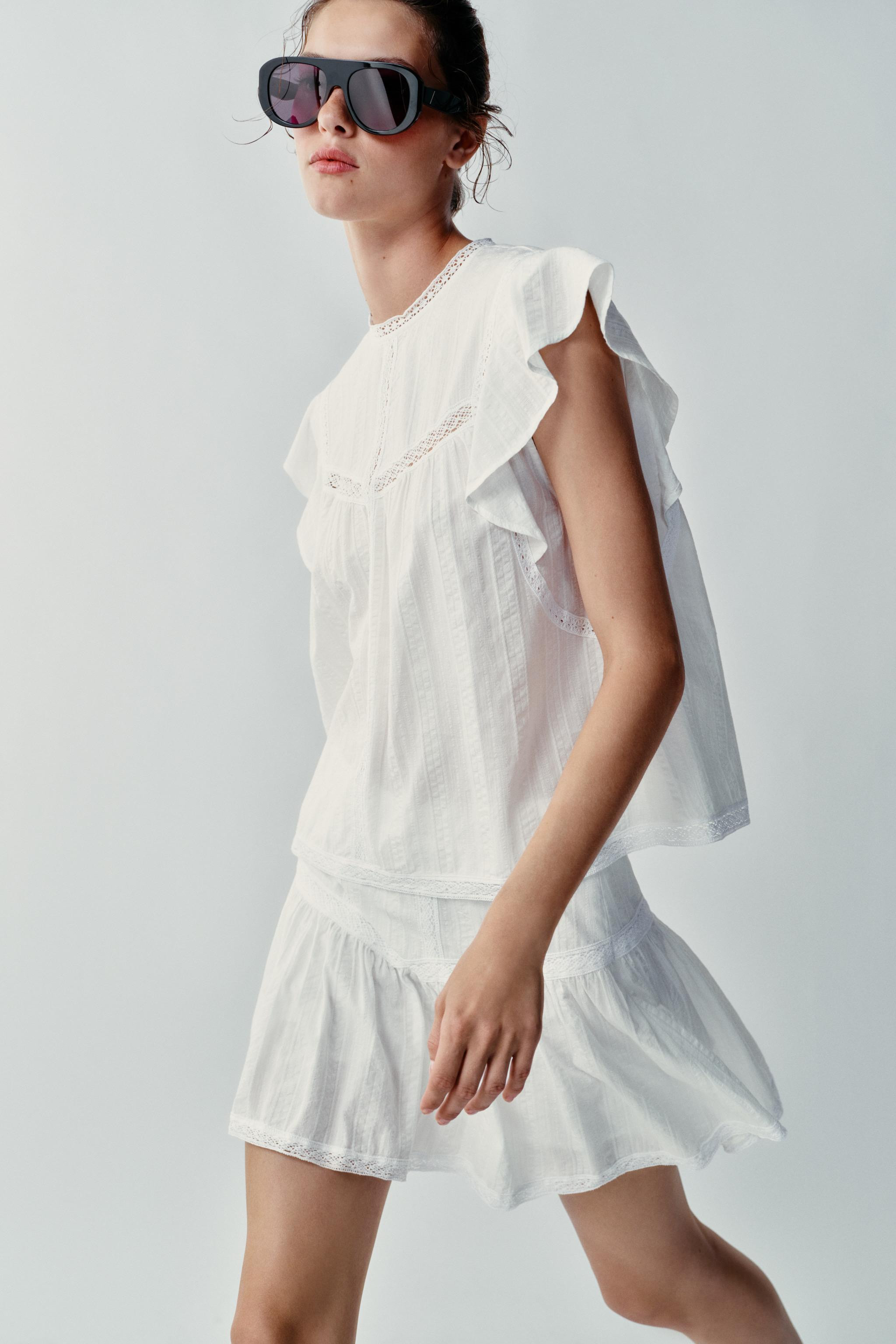 ROMANTIC LACE INSERT TOP | Zara UK