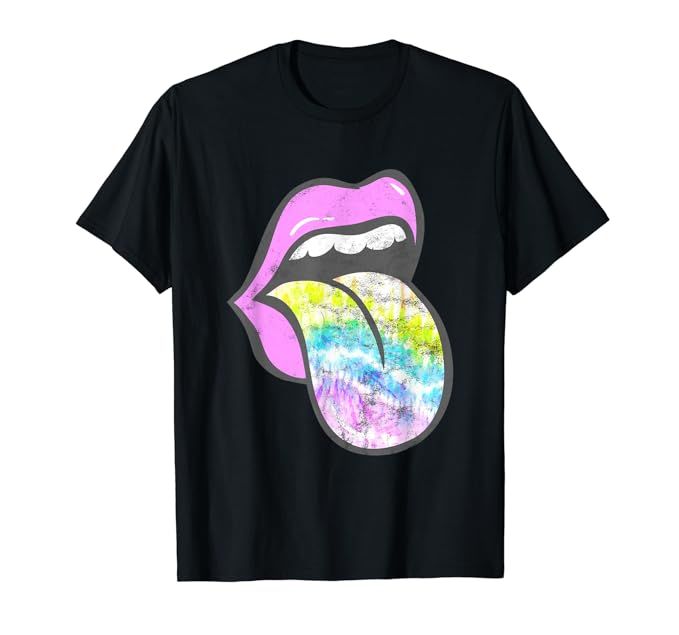 Lavender Rose Lips Tie Dye Tongue Out Pastel Spring T-Shirt | Amazon (US)