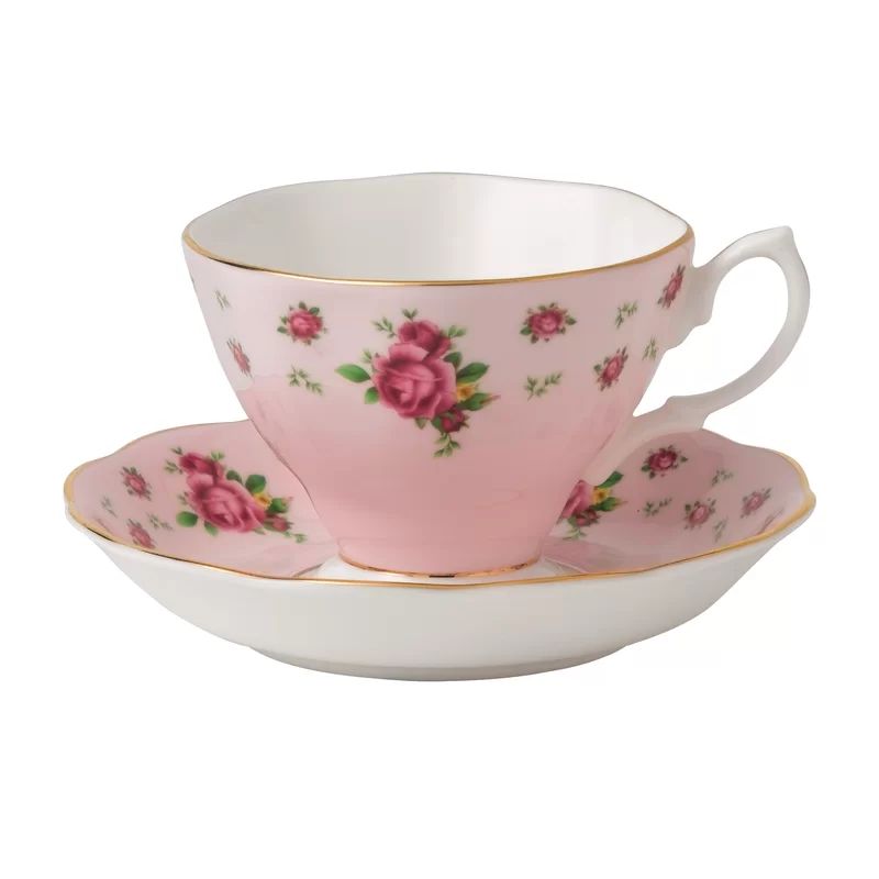 New Country Roses Formal Vintage Teacup and Saucer | Wayfair North America