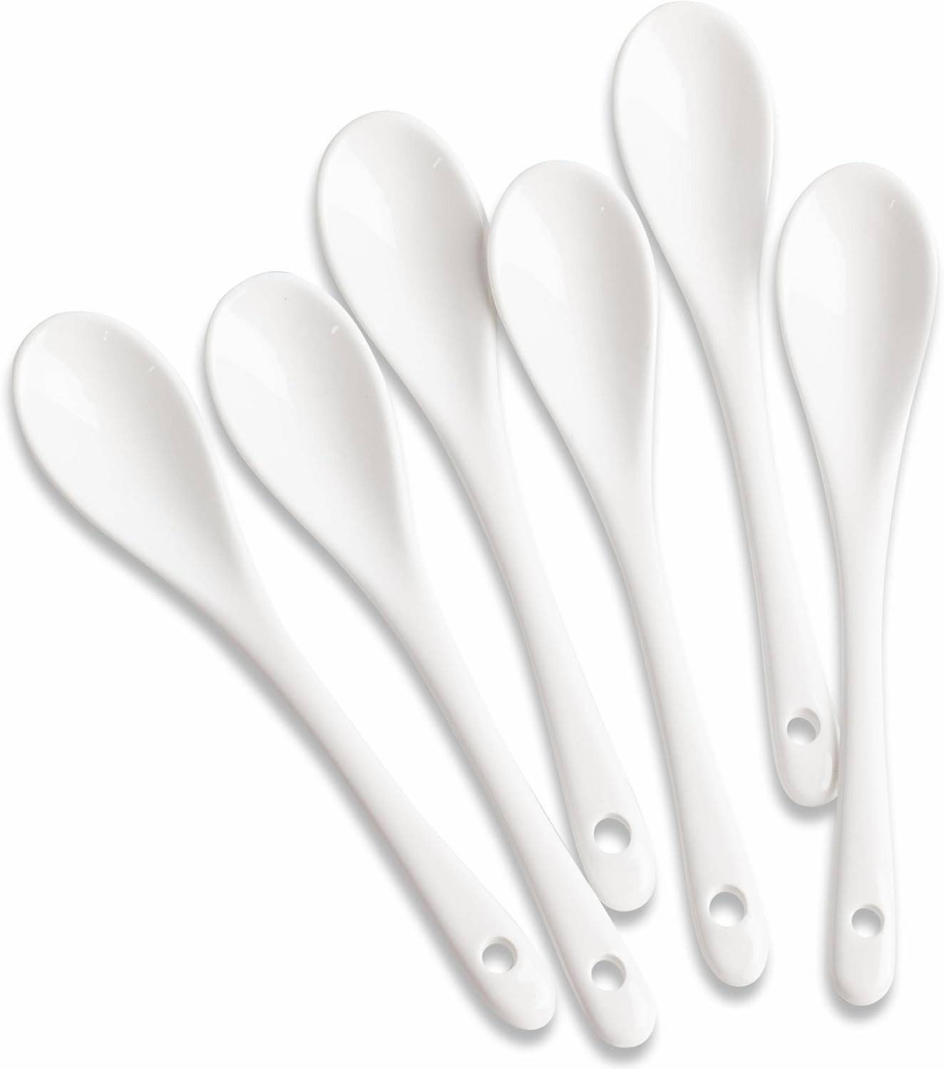 6PCS Porcelain White Coffee Spoons Espresso Tea Sauce and Desserts Ceramic Spoons | Amazon (US)