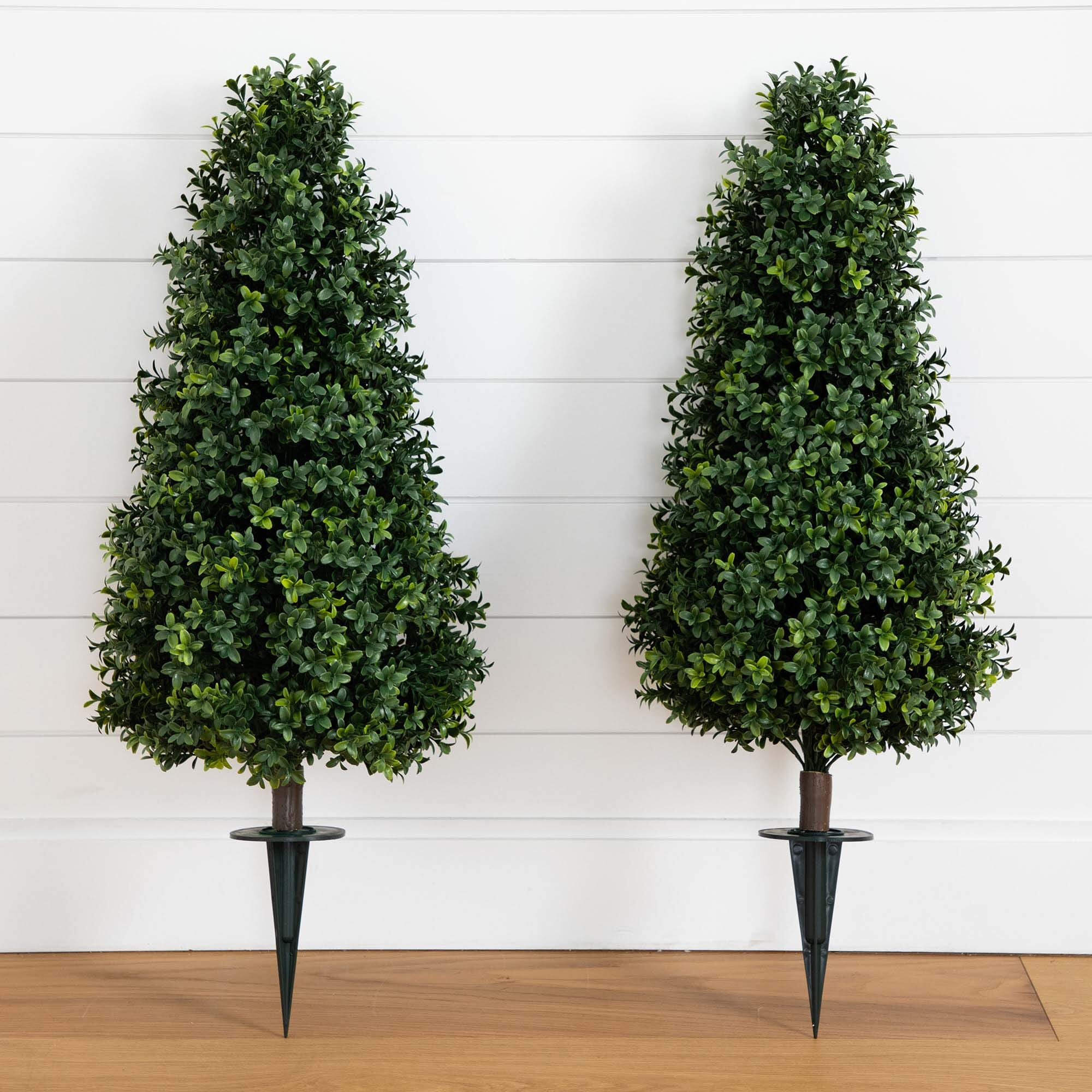 3' UV Resistant Artificial Boxwood Plant with Integrated Ground Stake (Indoor/Outdoor) - Set of 2... | Nearly Natural