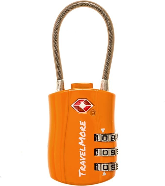 TSA Approved Travel Combination Cable Luggage Locks for Suitcases & Backpacks - 1 Pack of Orange ... | Amazon (US)