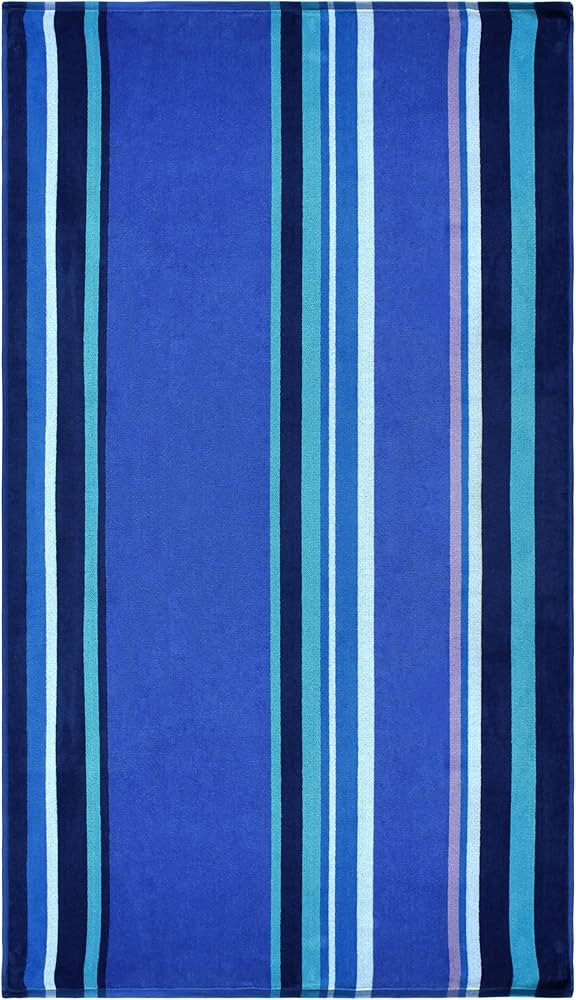 SUPERIOR 100% Cotton Luxury Beach Towels - Oversized Beach Towel, Swim Towel, Blue Sefina Stripes... | Amazon (US)