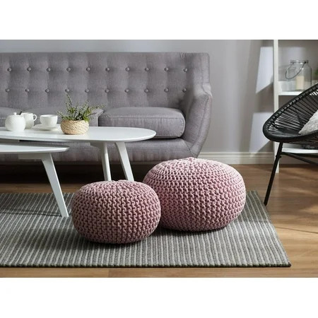Beliani Pouf Ottoman Pink CONRAD 16' | Walmart (US)