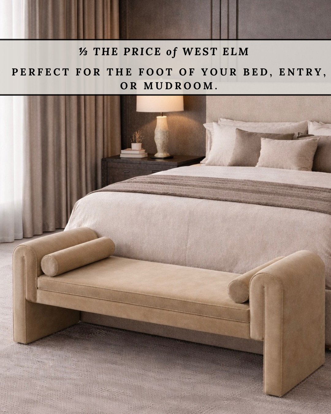 The CURVED BENCH trend is everywhere right now, and this one delivers that soft designer look. The sculptural shape and neutral upholstery instantly elevate a bedroom, entryway, or mudroom. This Amazon find is about 1/3 the price of the West Elm version — same elegant style, major savings.

#Amazon #TheHillaryStyle #AmazonHome #DesignerLookForLess #LuxuryForLess #BedroomInspo #NeutralHomeStyle #ModernLuxury #HomeUpgrade #AmazonFinds 

 #LTKU #LTKOver40 #LTKHome