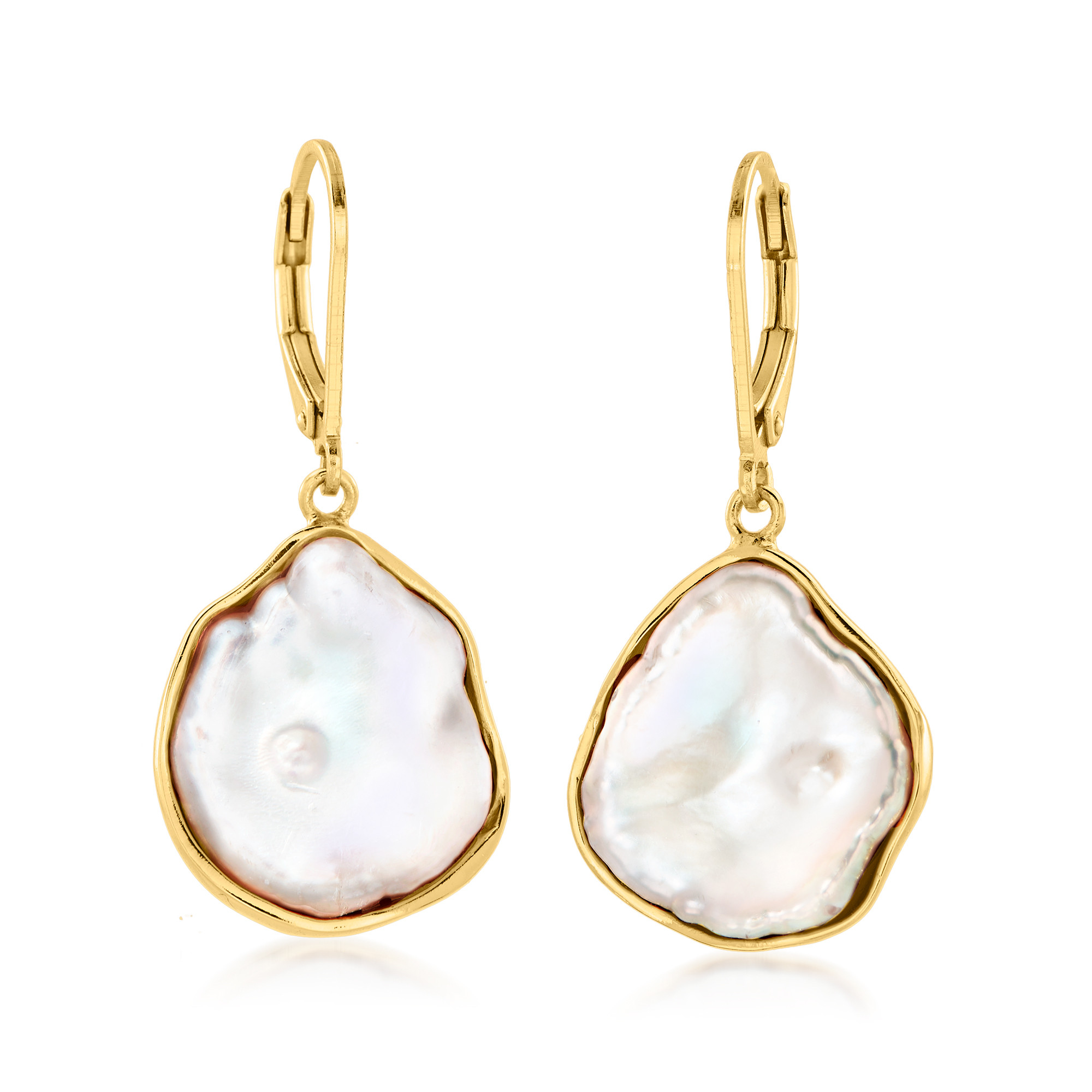 18-20mm Cultured Keshi Pearl Drop Earrings in 18kt Gold Over Sterling | Ross-Simons