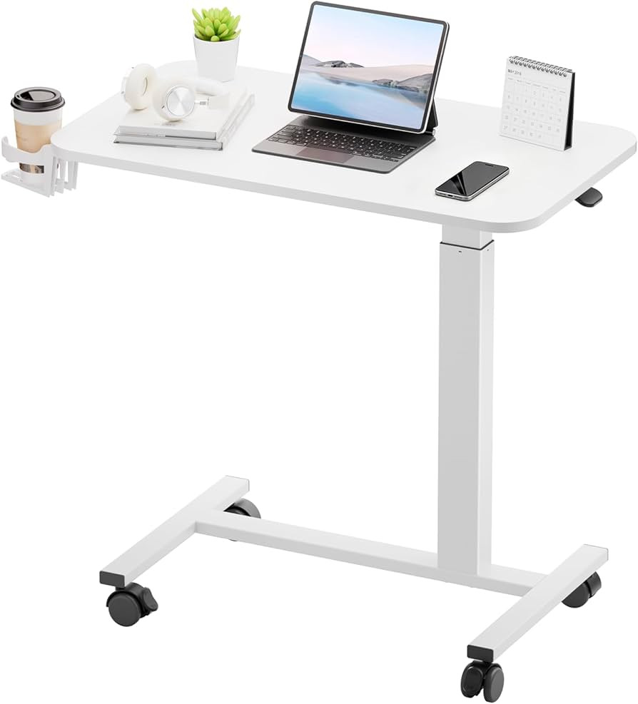 GTPLAYER Small Standing Desk with Wheels, Pneumatic Mobile Rolling Laptop Desk, Adjustable Height... | Amazon (US)