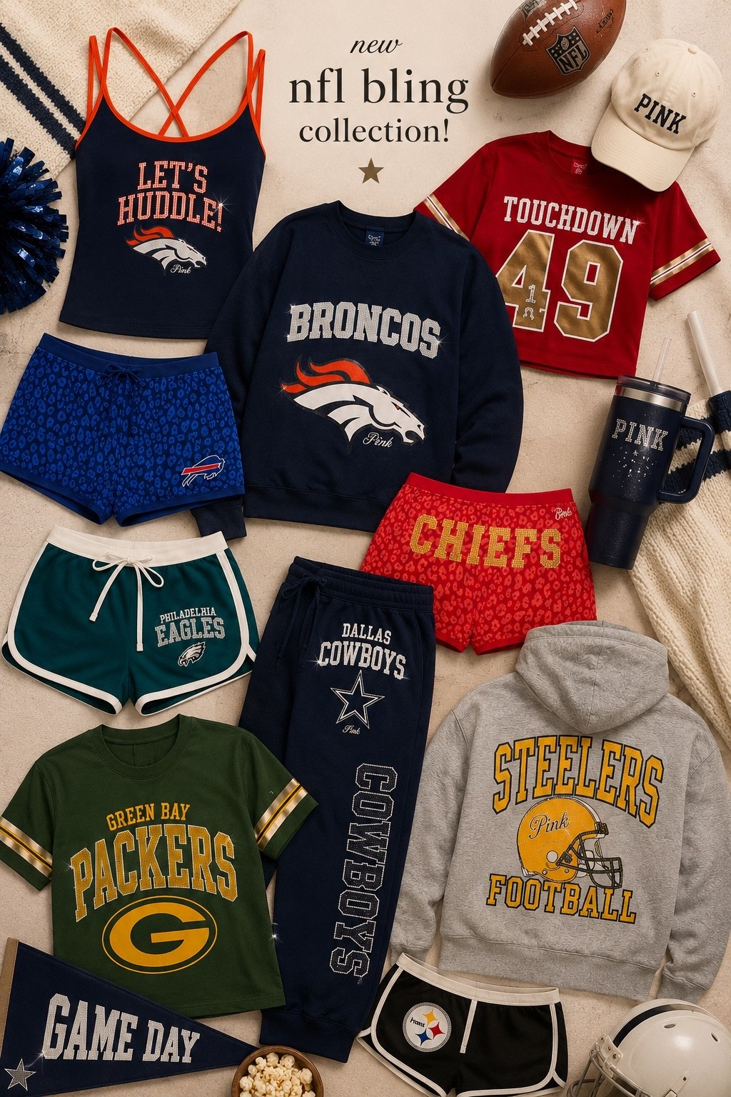 Game day outfits! NFL. Victoria’s Secret pink. Football season