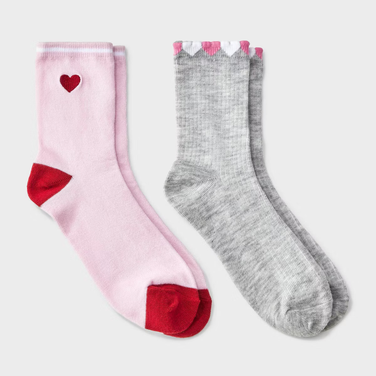 Girls' 2pk Embroidered Heart Crew Socks - art class™ | Target