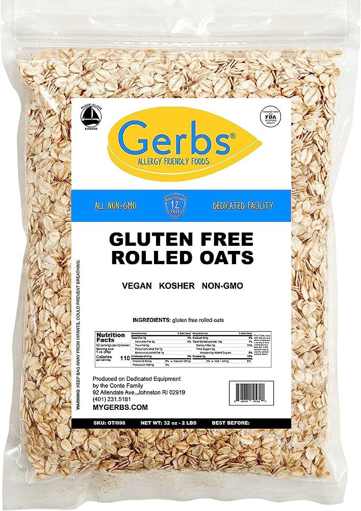 GERBS Traditional Rolled Oats 2 LBS. Premium Grade | Top 14 Food Allergy Free | Freshly harvested... | Amazon (US)