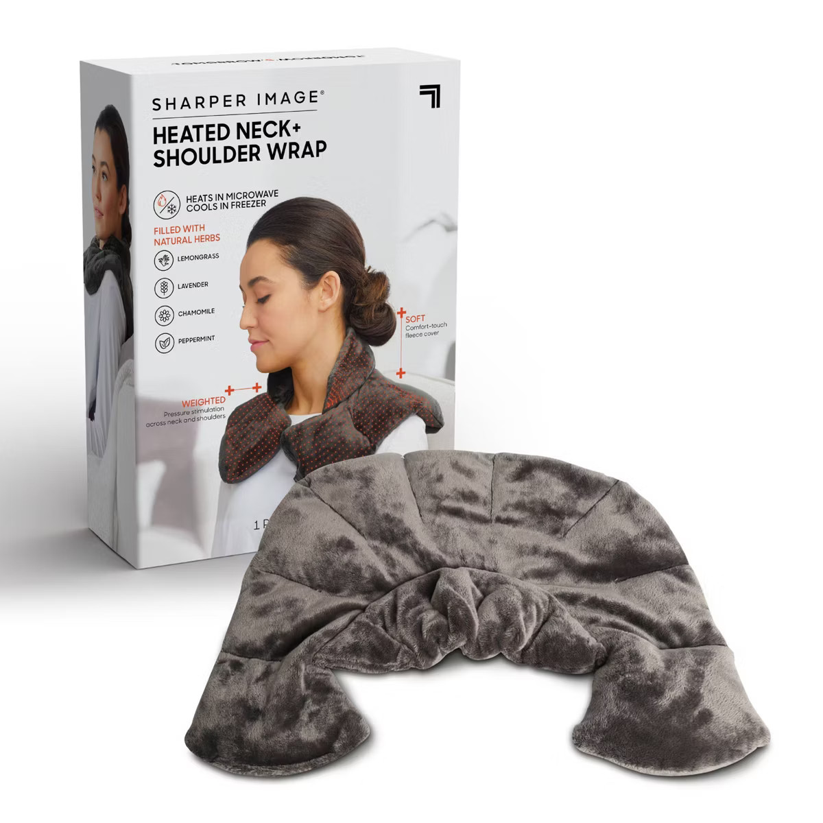 Heated Neck and Shoulder Wrap: Sharper Image Gray Polyester Manual Heat Therapy Massage Body Mass... | Target